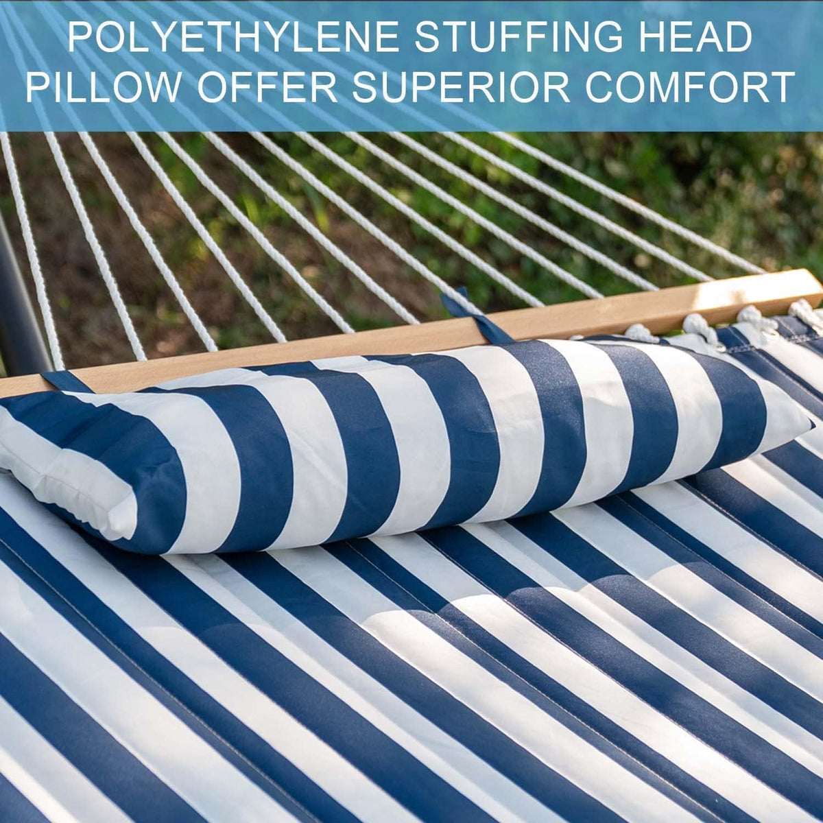 Lazy Daze detachable pillow adds plush comfort for relaxed afternoons.