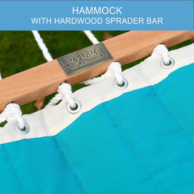 Lazy Daze Hammocks double-layer quilted fabric cushions two people.