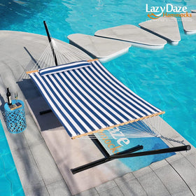 Lazy Daze double-layered polyester rope system for lasting support.