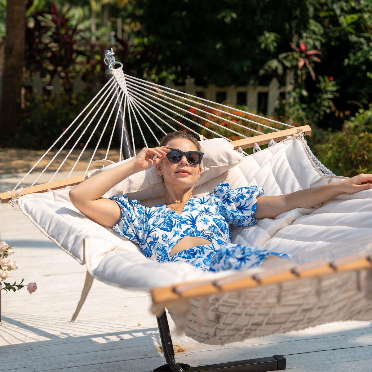 Lazy Daze Hammocks double rope hammock bed ready for two adults to relax
