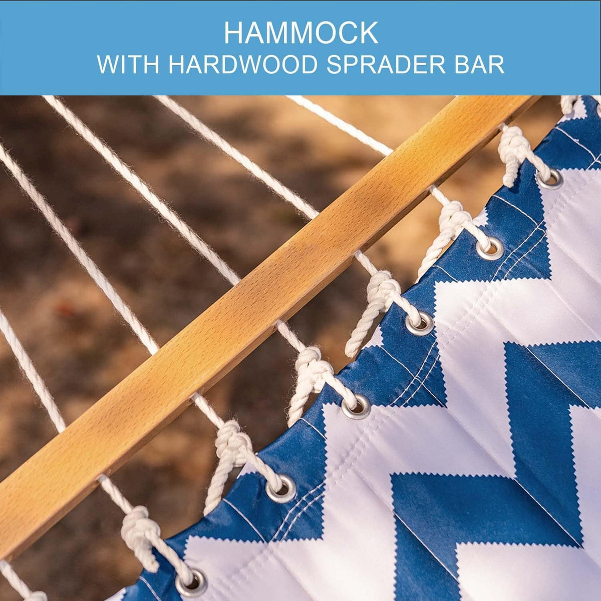 Lazy Daze Hammocks FSC-certified hardwood spreader bar enhances stability and style.