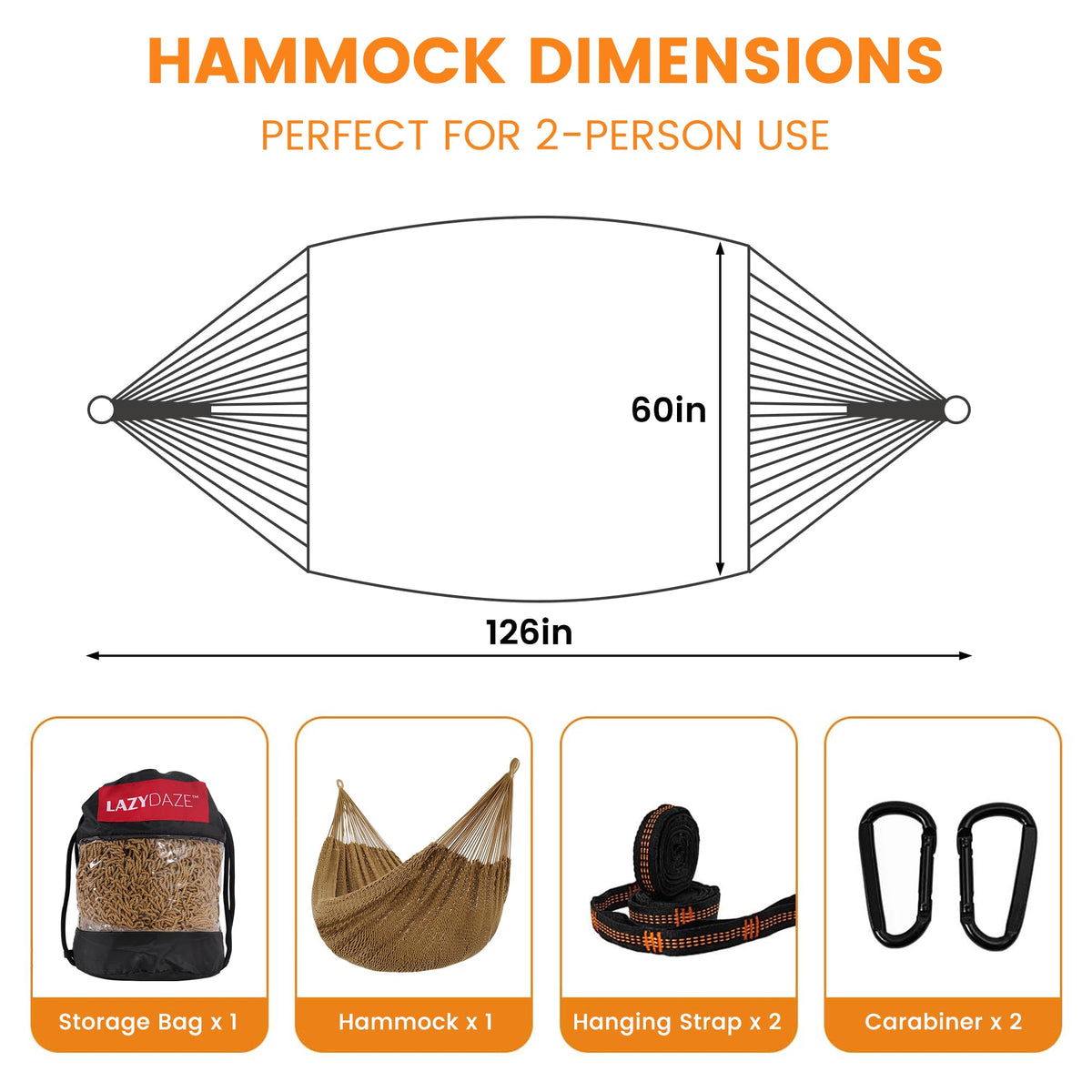 Lazy Daze Hammocks handwoven cotton rope 12 strands ensures durability.