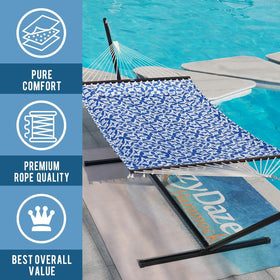 Lazy Daze Hammocks package includes hammock, chains, and pillow.