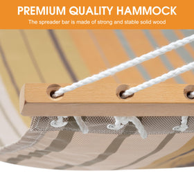 Lazy Daze reinforced polyester ropes improve balance and durability.