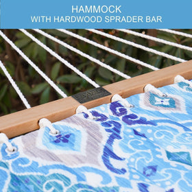 Lazy Daze hardwood spreader bar demonstrates FSC-certified wood and anti-corrosion coating.