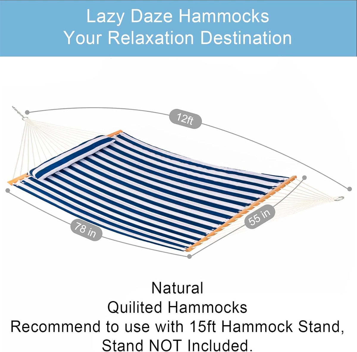 Lazy Daze Hammocks wooden 55in spreader bar showcases sturdy outdoor balance.
