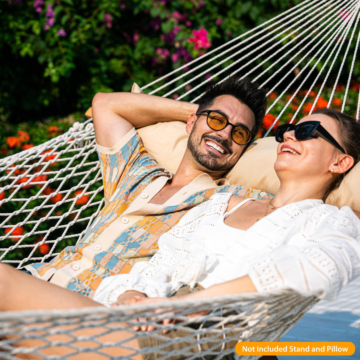 Lazy Daze Hammocks 13-15 ft stand compatibility broadens placement options.