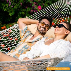 Lazy Daze Hammocks 13-15 ft stand compatibility broadens placement options.