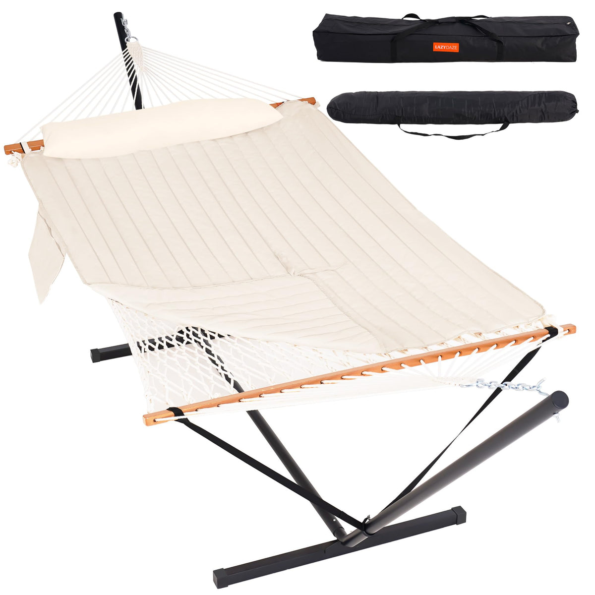 Lazy Daze Hammocks stand setup demonstrates quick tool-free assembly for easy outdoor use