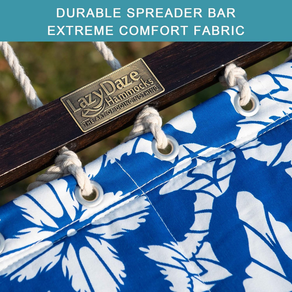 Lazy Daze Hammocks weather resistant hardware withstands outdoor use.