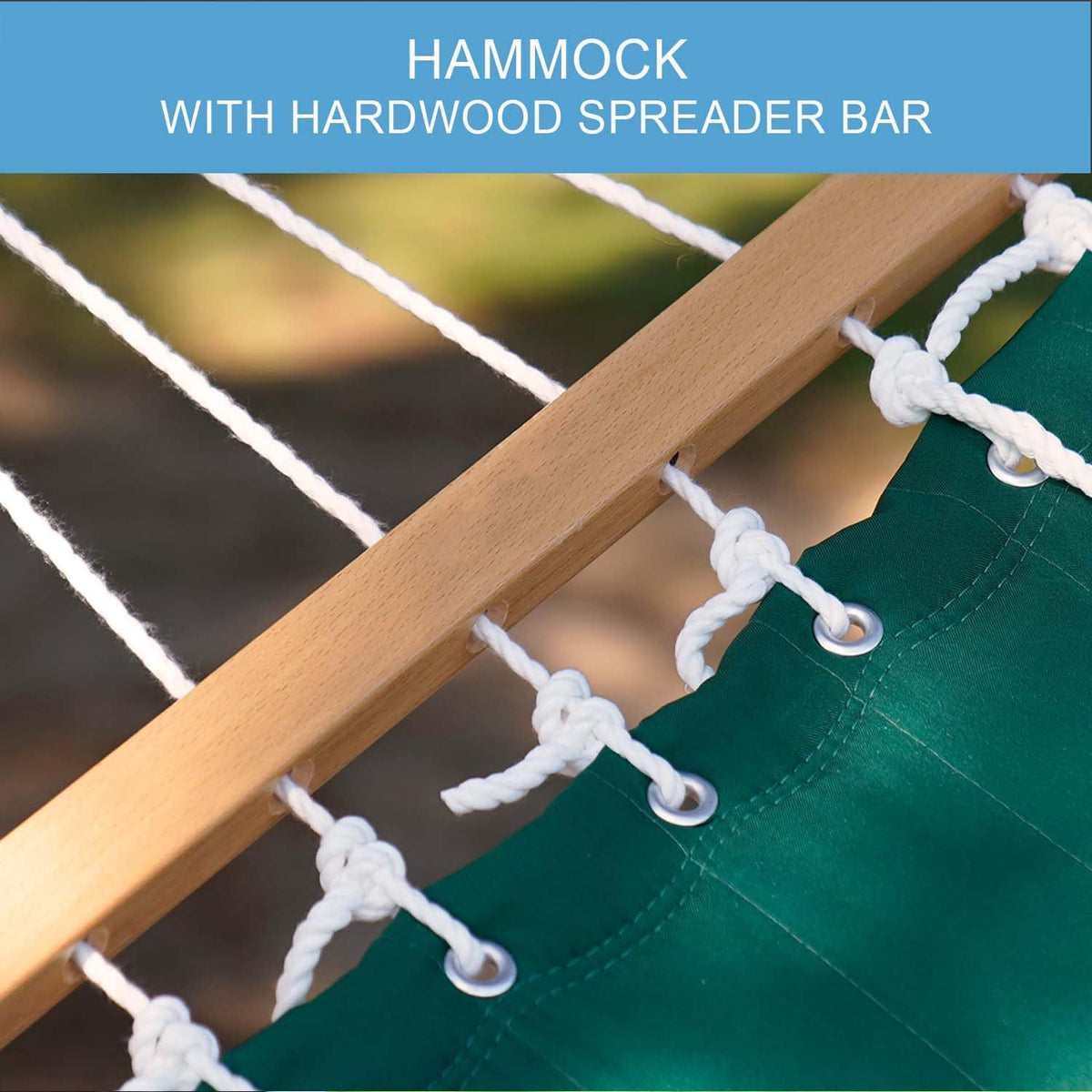 Lazy Daze Hammocks hardwood spreader bar provides stable, stylish support