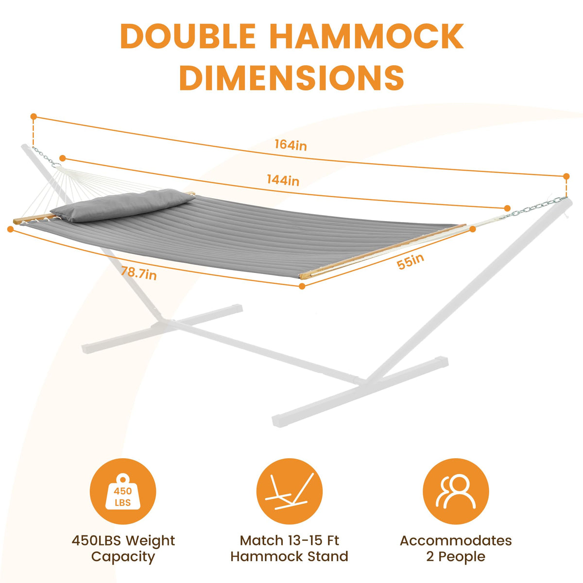 Lazy Daze Hammocks wooden spreader bar adds sturdy style for outdoor spaces.
