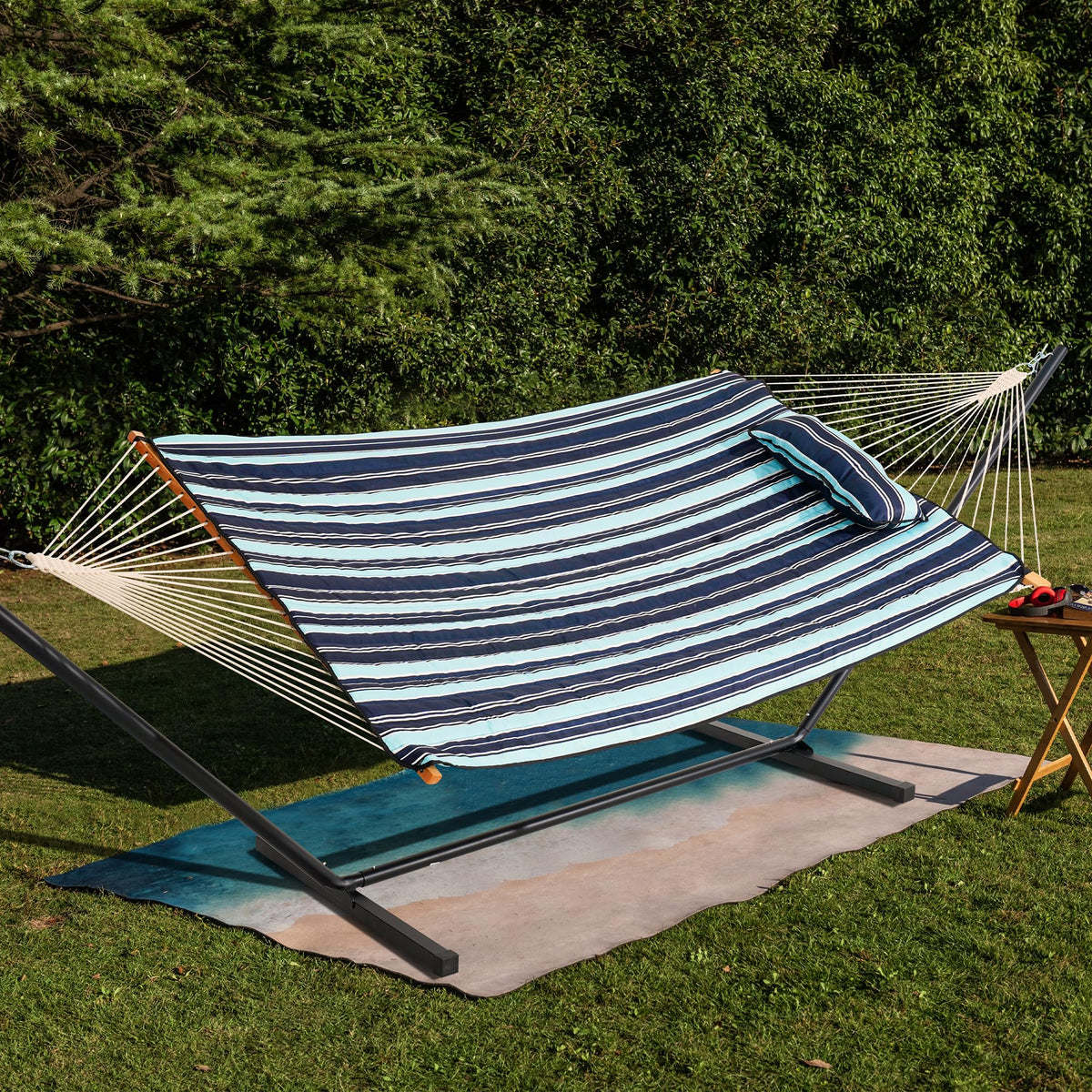 Lazy Daze easy-secure attachment with side ties for windy conditions