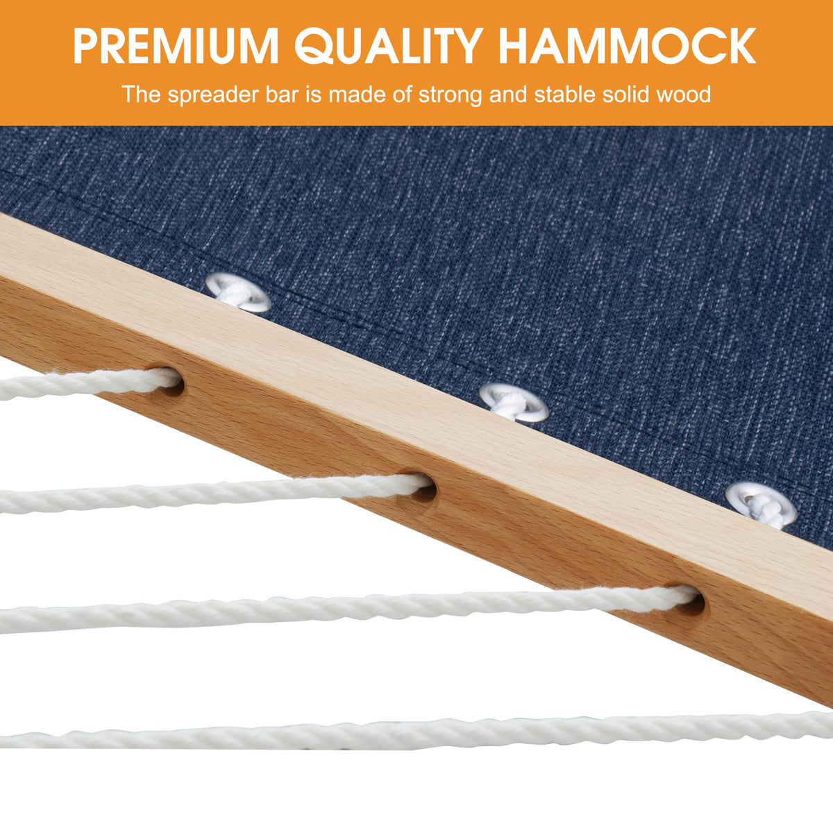 Rust-resistant zinc-plated hardware supports easy outdoor hanging for Lazy Daze.