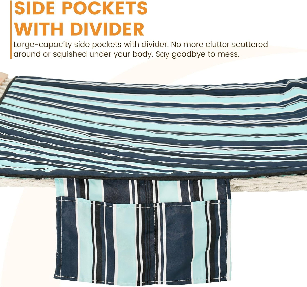 Lazy Daze quilted pad fabric polyester close-up shows durability