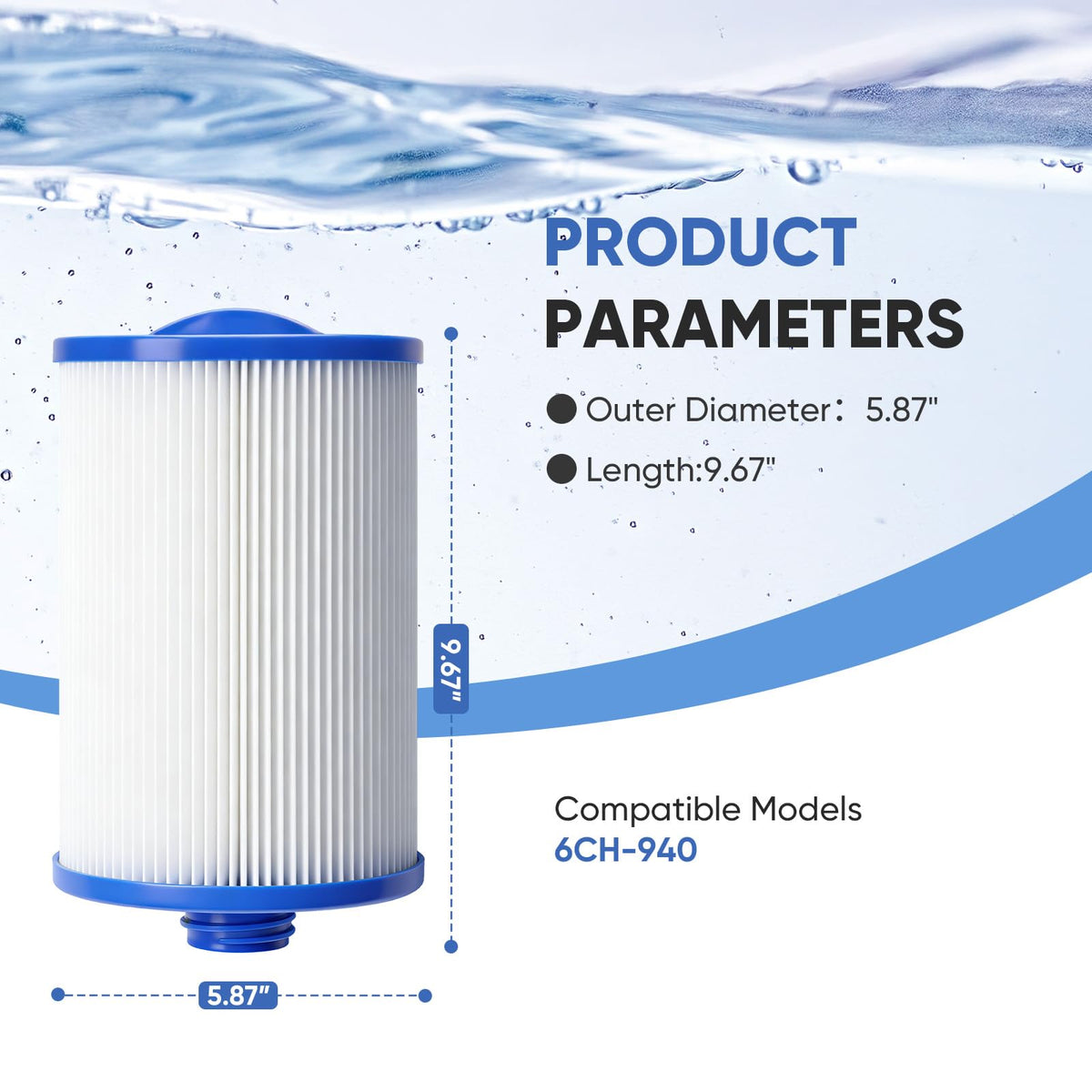LBLVBNEWD 6CH-940 spa filter top handle for easy removal and cleaning