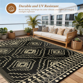 LBRO2M foldable RV outdoor rug ready for travel and camping