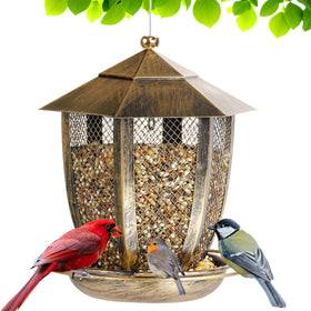LBTING hexagon lantern bird feeder with decorative design that attracts multiple species
