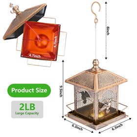Polka dot roof detail on the lbting feeder for enduring outdoor charm.