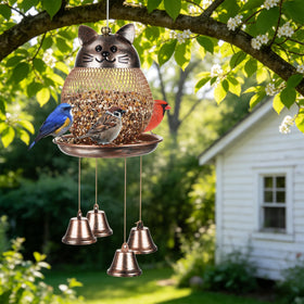 LBTING cat-face detail enhances decorative appeal while welcoming backyard birds.