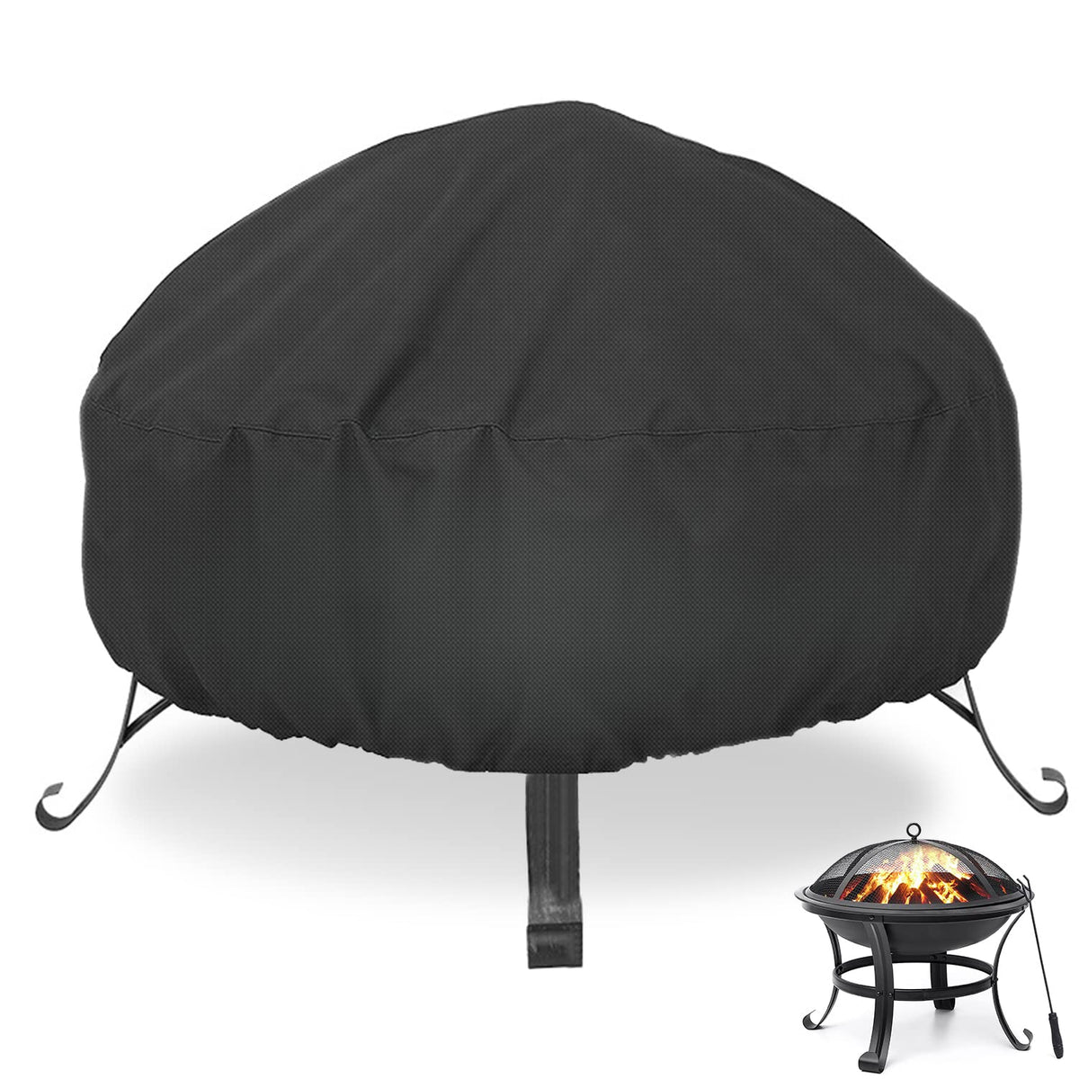 LBTING fire pit cover for 28-inch round pits protects from rain and sun.