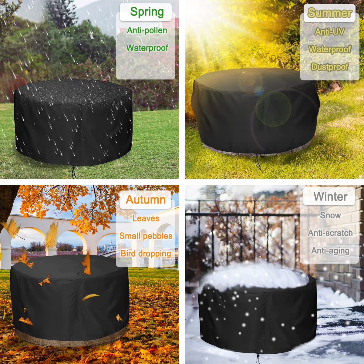 LBTING heavy-duty black cover for patio use, guarding against dust and weather.