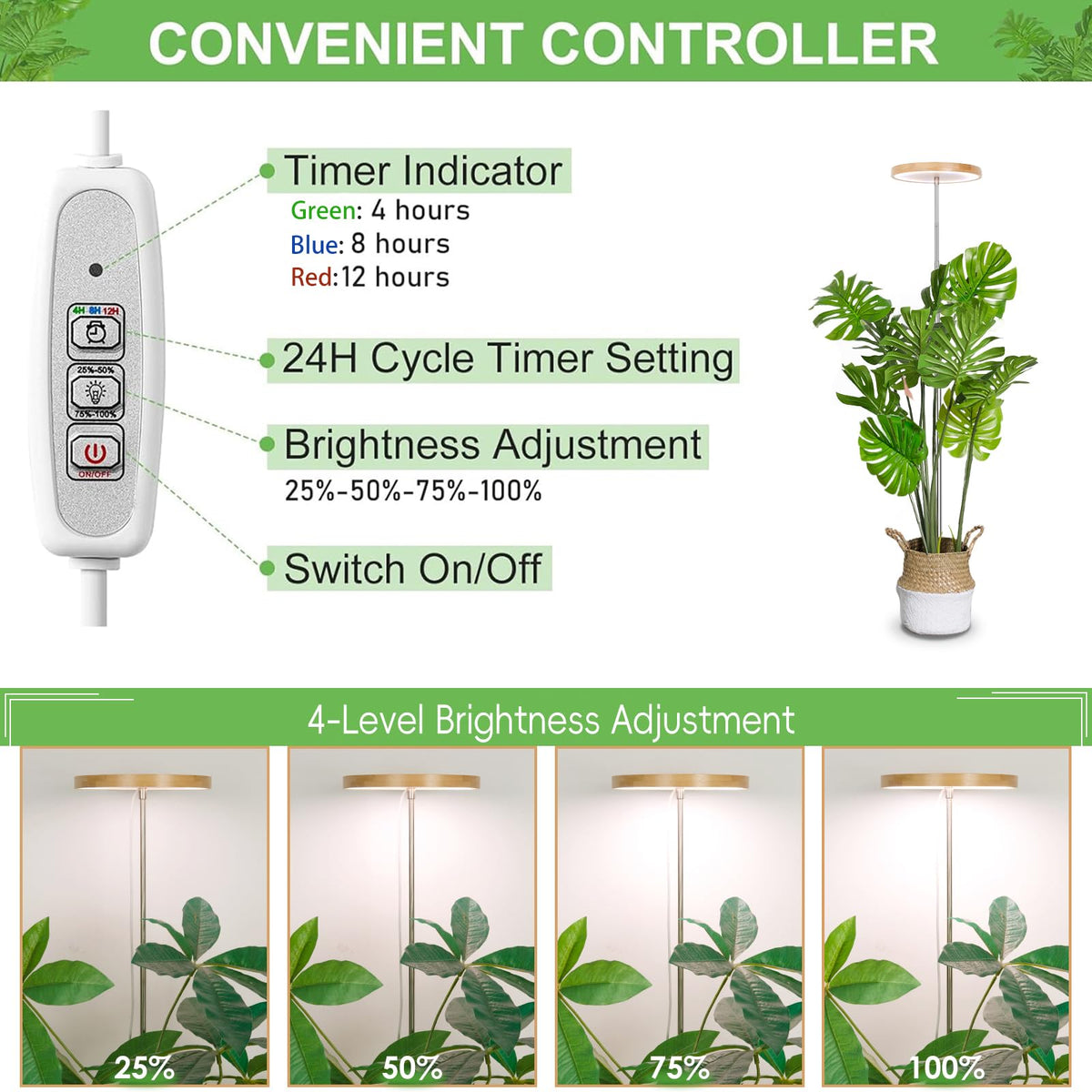 LBW grow light timer settings 4/8/12H automate daily lighting