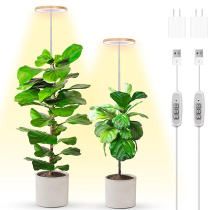 LBW bamboo grow light with 72 LEDs for full-spectrum growth across indoor plants