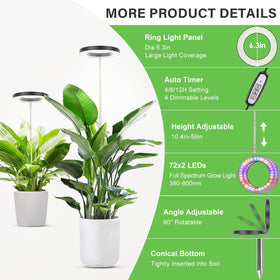 LBW Plant Grow Light four dimmable levels customize brightness for each growth stage.