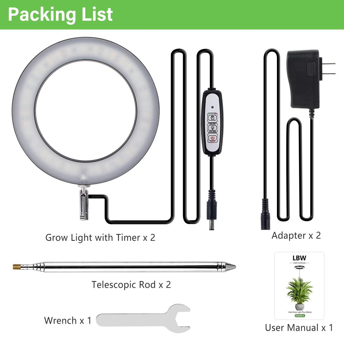 LBW Plant Grow Light easy installation with telescoping pole for quick setup.