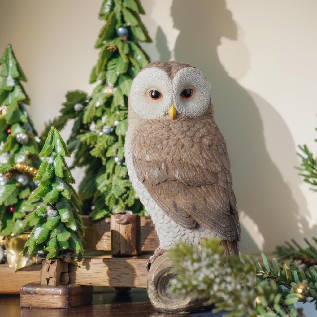 LCdecohome carved resin owl decoy doubles as decor and gentle bird deterrent