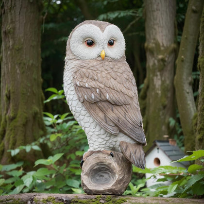 LCdecohome owl outdoor statue perched on a branch for garden charm and bird deterrence