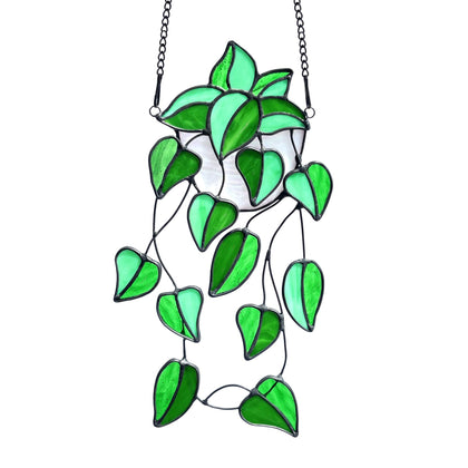 Lcensp green faux plants suncatcher in window adds vibrant color and sunny glow.