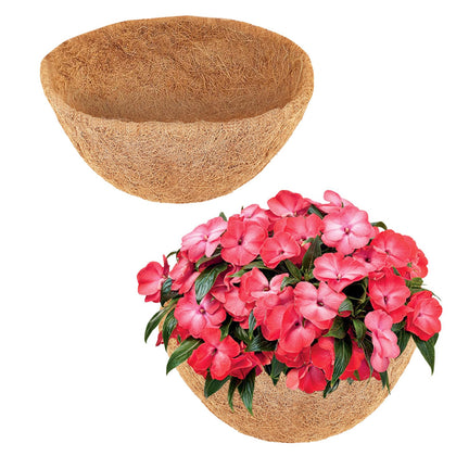 LCHUANG Coco Liners in an 18-inch basket showing balanced water and air for healthy roots.