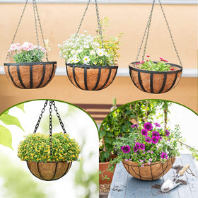 LCHUANG coco liner in outdoor setting for flowers and greens.
