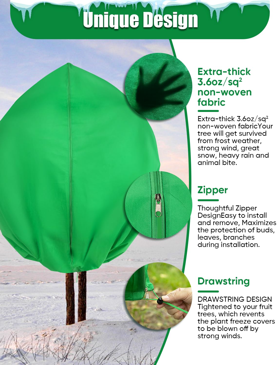 LCHUANG drawstring mouth closure keeps the cover secure in wind