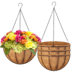 LCHUANG 10-inch metal hanging baskets ready for outdoor flowers and greenery.