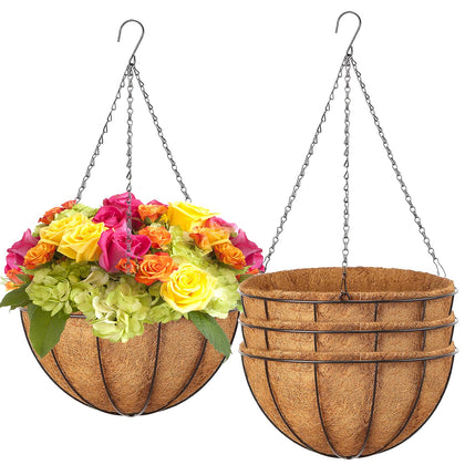 LCHUANG 10-inch metal hanging baskets ready for outdoor flowers and greenery.
