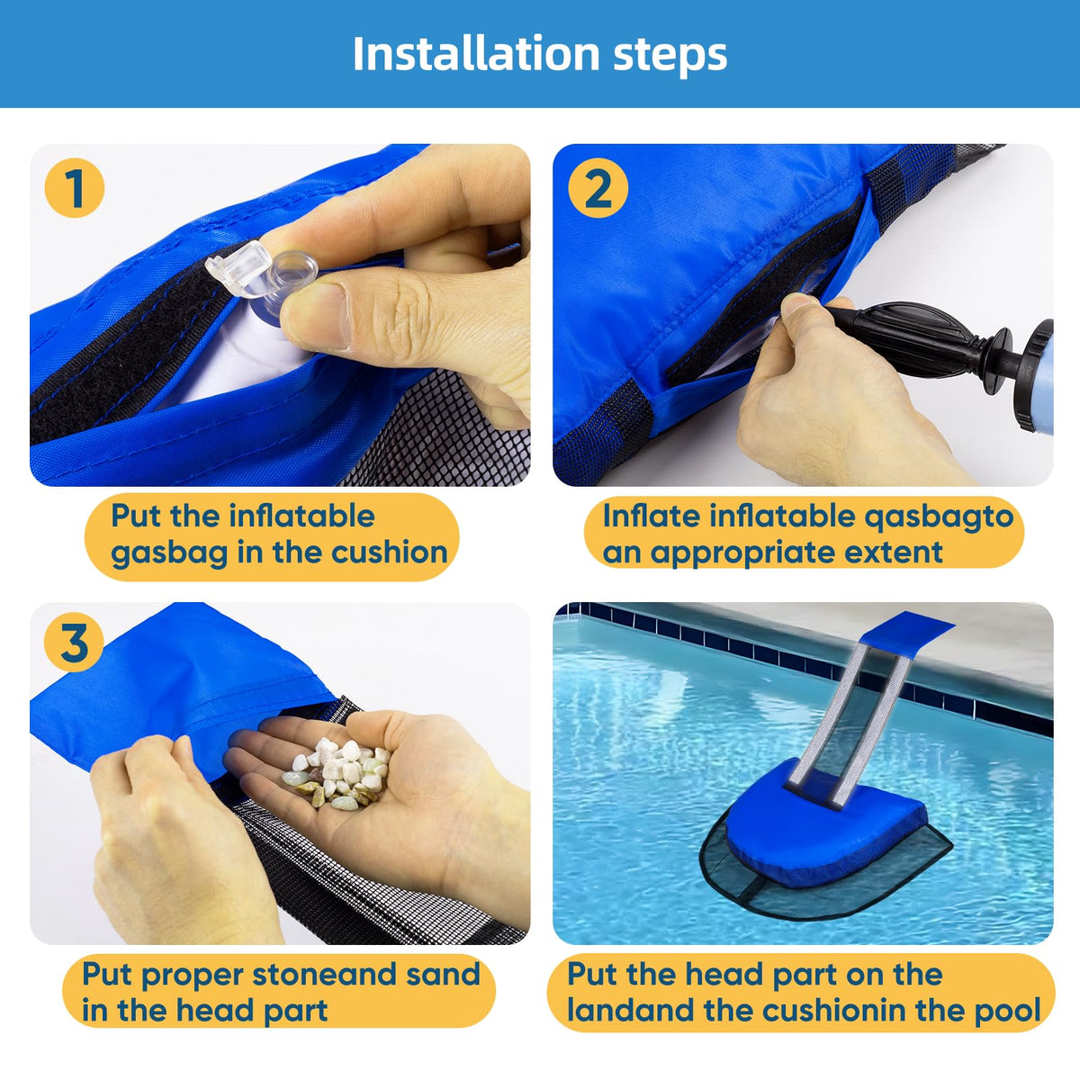 LCHUANG Pro Pool Escape Ramp blue reflective-strips detail improves pool safety visibility.