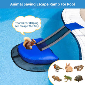 LCHUANG Pro Pool Escape Ramp blue side view, reflective strips aid visibility at night.