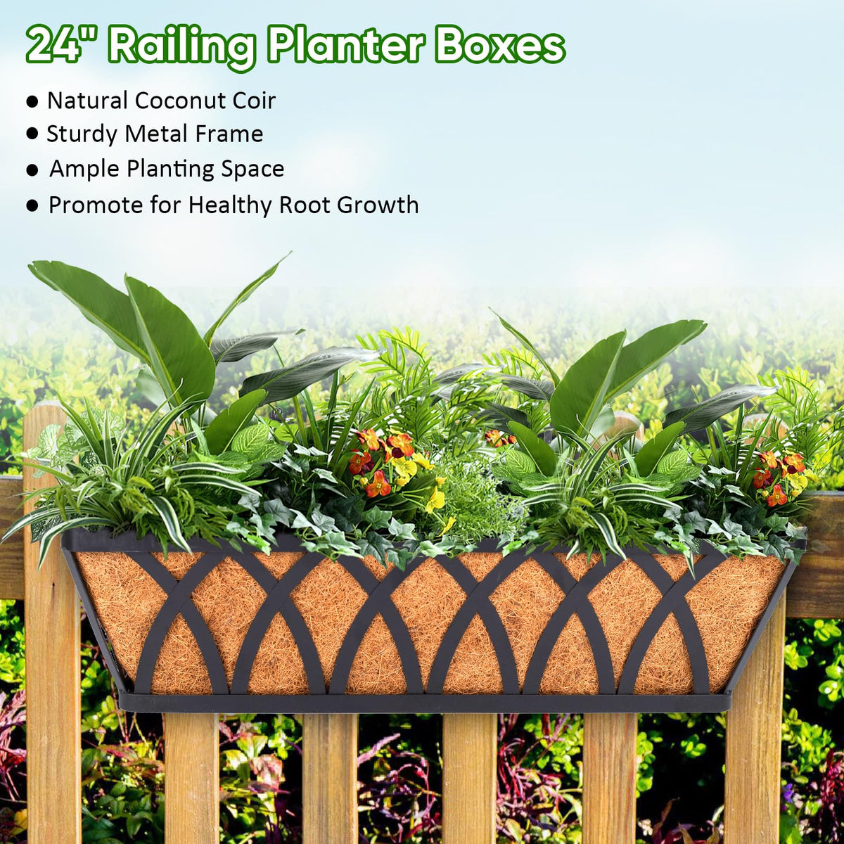 LCHUANG railing planter coconut liner improves drainage and root health
