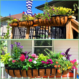 LCHUANG spacious 30-inch planters create lush flower arrangements on rails.