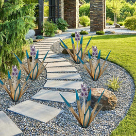 LCJECV growing-from-ground agave garden sculpture enhances landscape design.