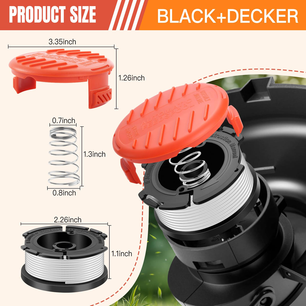 LCJZSET AF-100 cap cover RC-100-P keeps spool assembly secure.