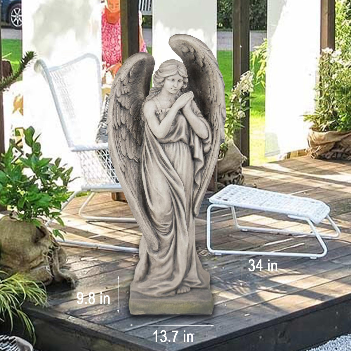 LCdecohome concrete finish statue delivers durable outdoor decor.