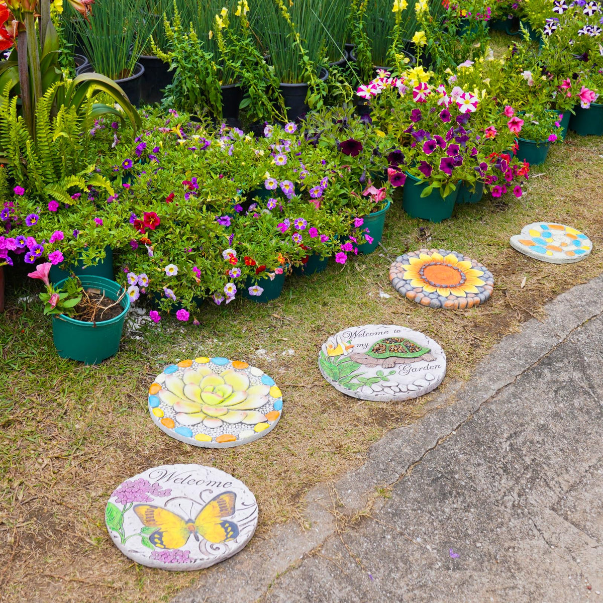 LC LCdecohome stepping stone showcases weather-ready mosaic colors for patios and walkways