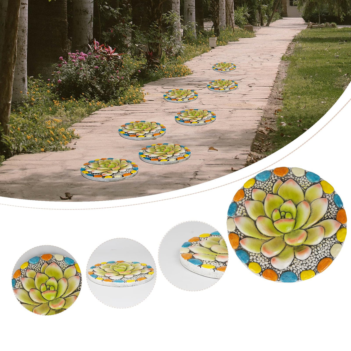 LC LCdecohome succulent stepping stone durable cement resists rain and wind