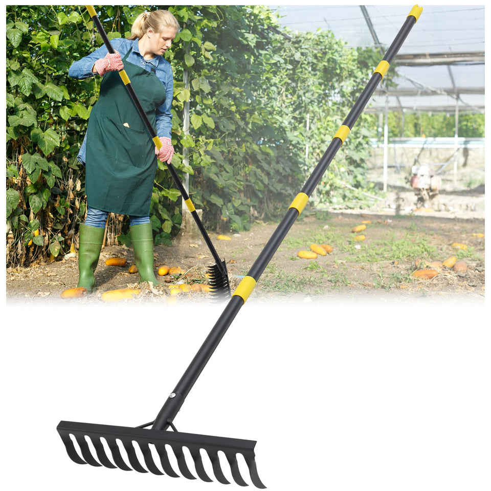 Lcokeiy Bow Rake with a 78-inch handle for extended reach and comfort.