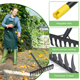 Lcokeiy Bow Rake heavy-duty welded head delivers durability for tough tasks.