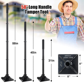 Lcokeiy tamper tool with 58-inch adjustable handle for easy reach.